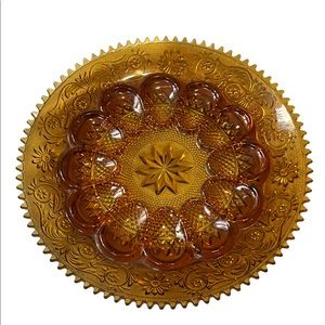 Vintage amber Tiara glass egg plate